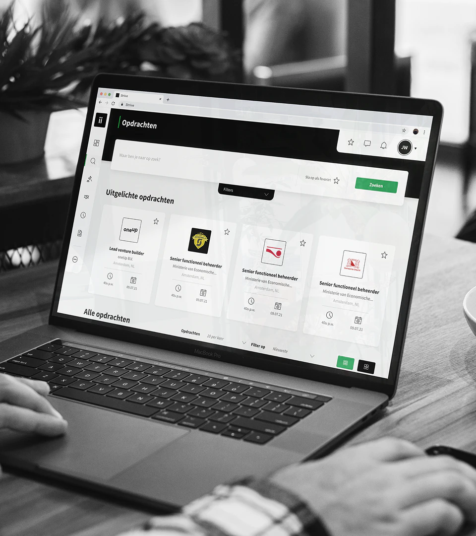 Striive home dashboard interface overview